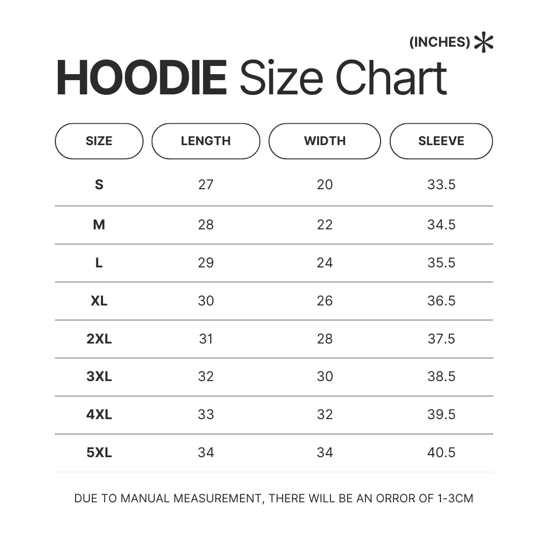 Hoodie Size Chart - Smallville Store