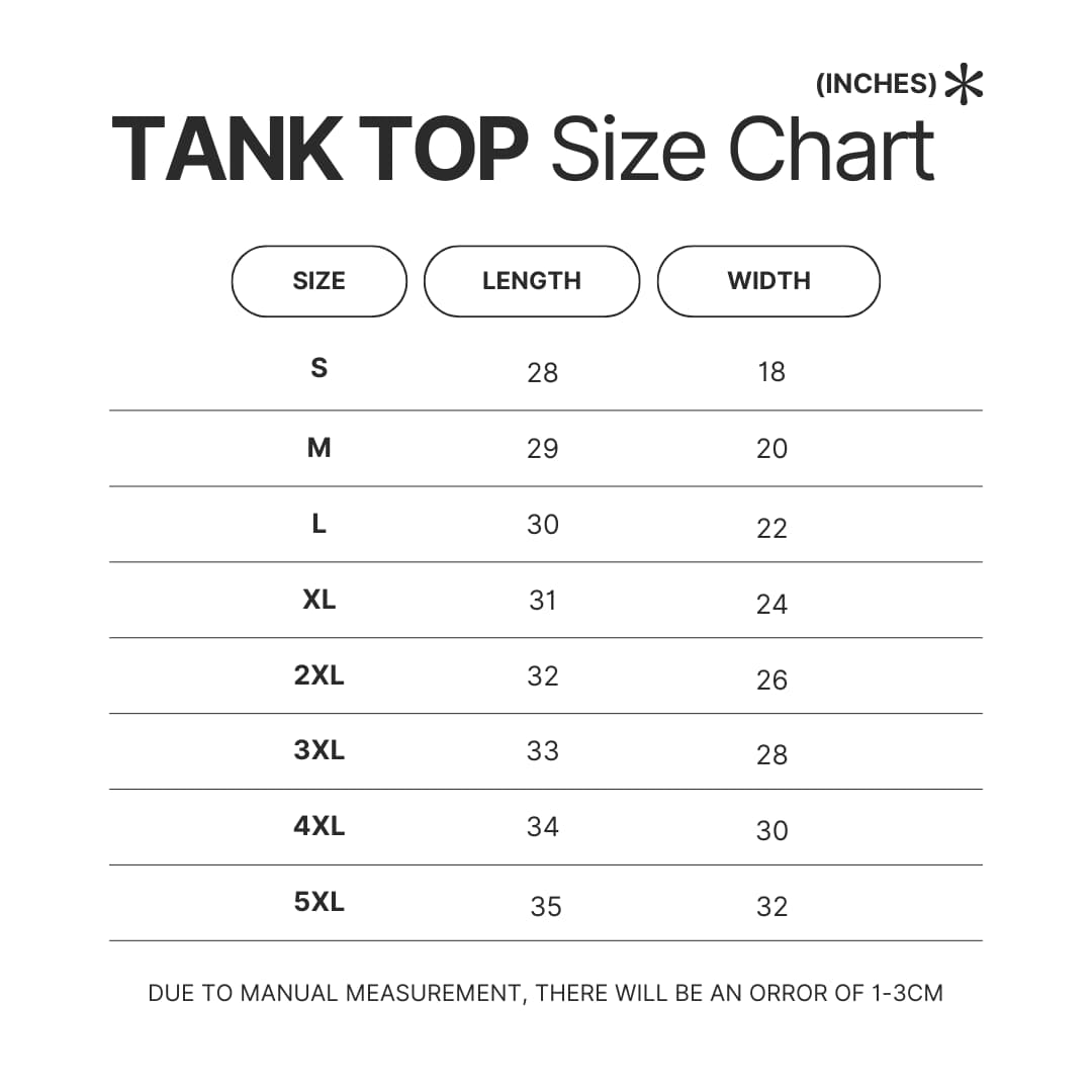 Tank Top Size Chart - Smallville Store